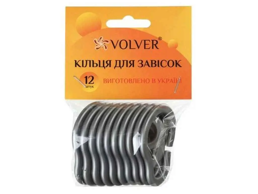 Кільця для завісок VOLVER срібний 12шт арт.68119 пластик