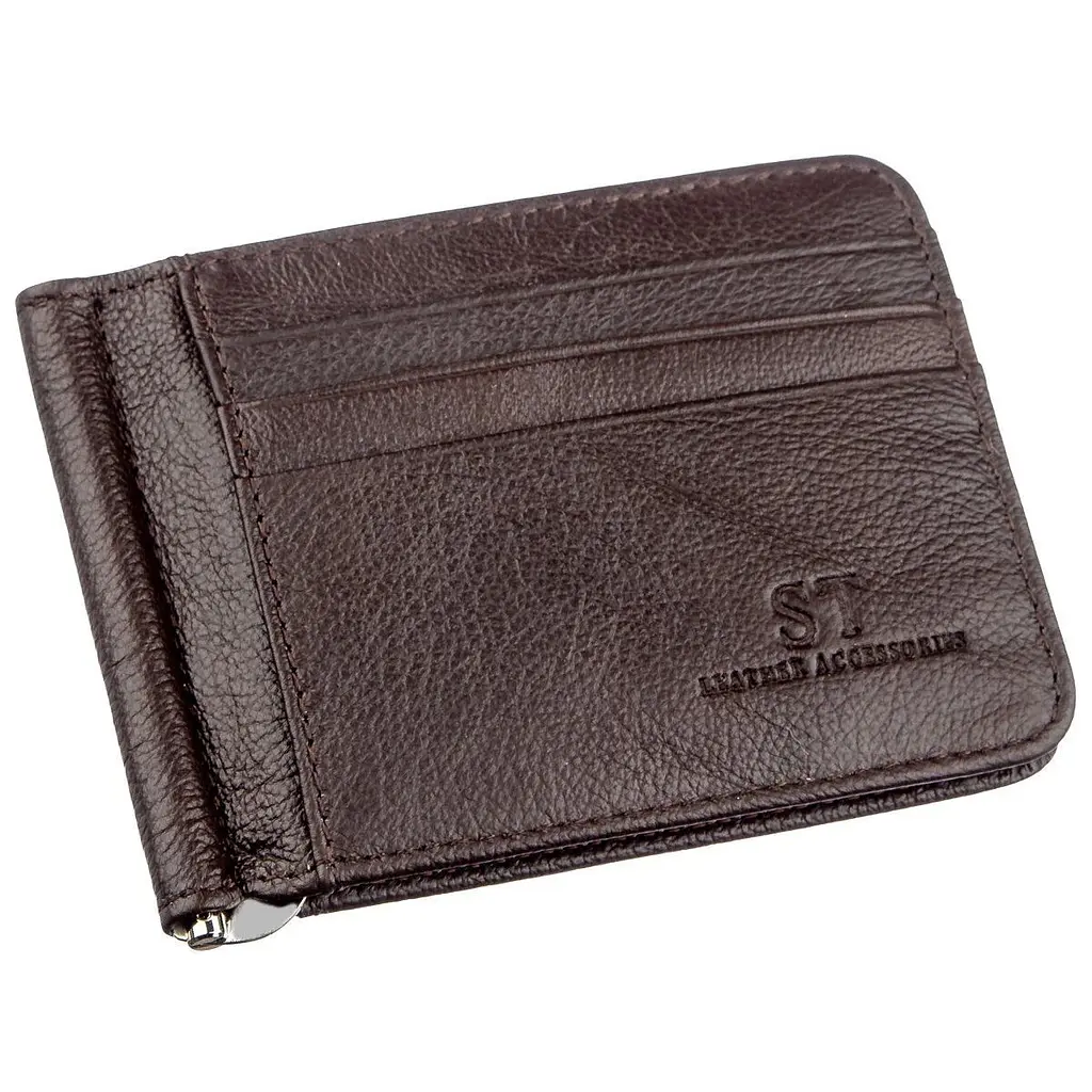 Стильний чоловічий затискач ST Leather 18941 коричневий - фото 4