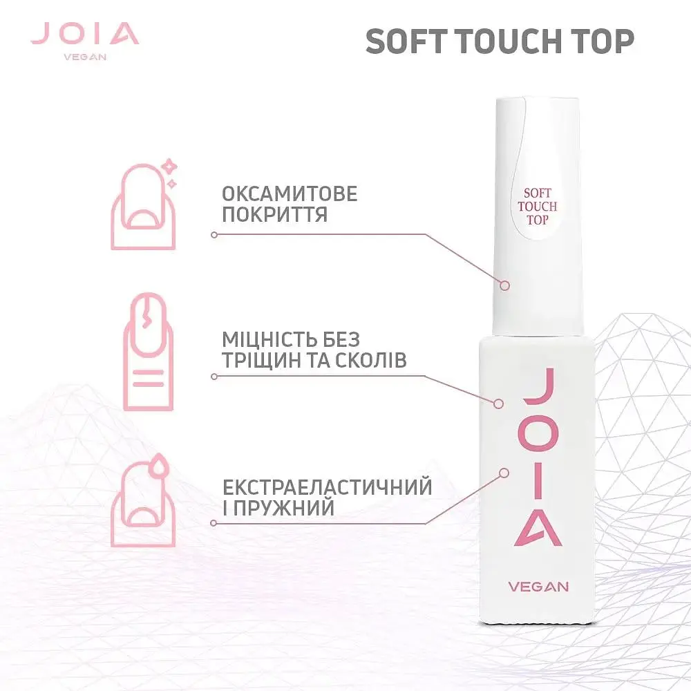 Топ матовий для гель-лаку Soft Touch Top No Wipe JOIA vegan 8 мл - фото 2