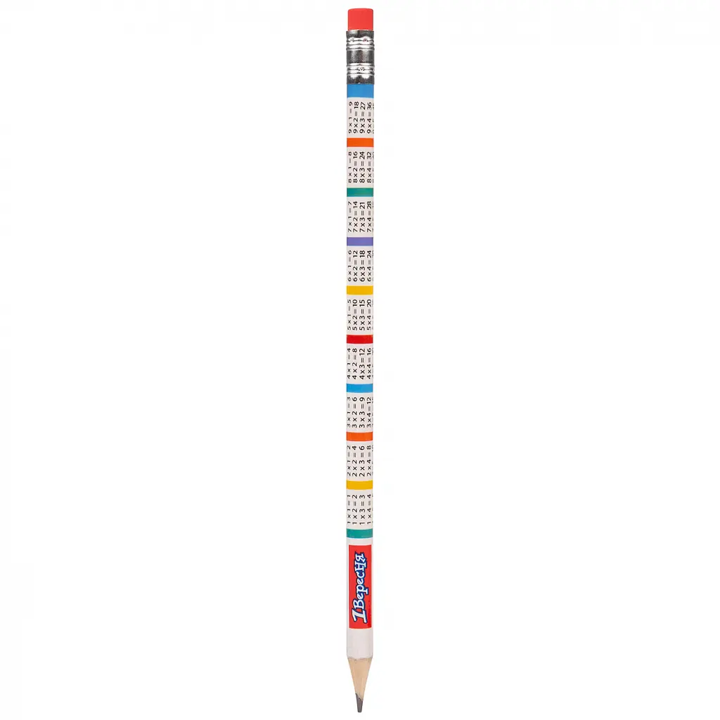 Набір чорнографітних олівців 1 Вересня Таблиця множення з ластиком 36 шт. (280482) - фото 2