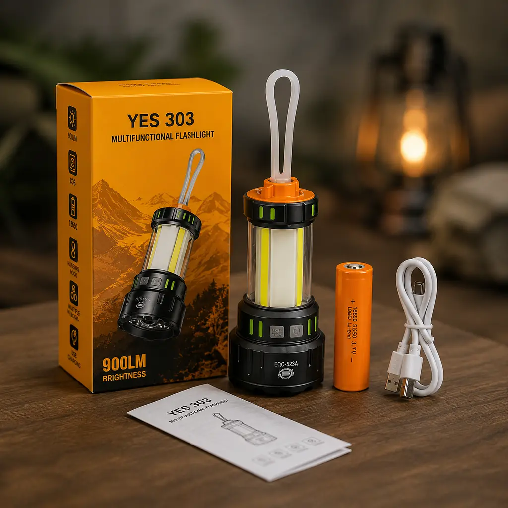 Ліхтарик ручний YES 303 / Ручний акумуляторний ліхтар / Кемпінгова лампа-світильник - фото 4