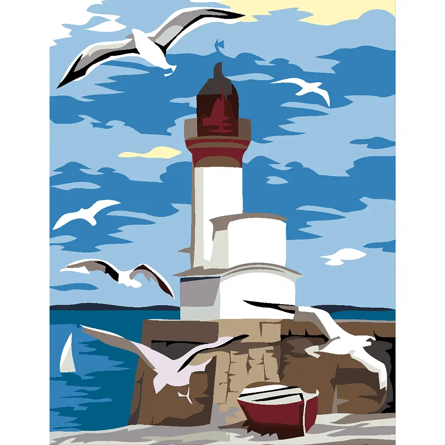 Картина за номерами Rosa Start Маяк та чайки 35x45 см - фото 2