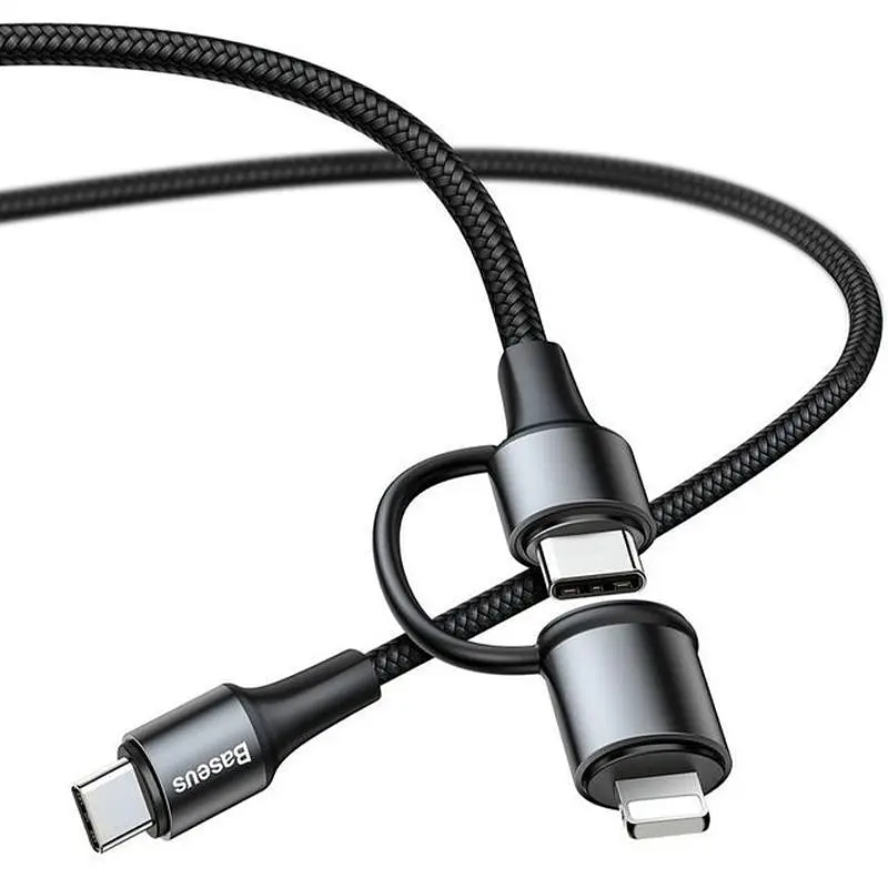 Кабель Baseus Twins Cable Type-C to Type-C\Lightning 60W 3A 1m CATLYW-H01 Black - фото 3
