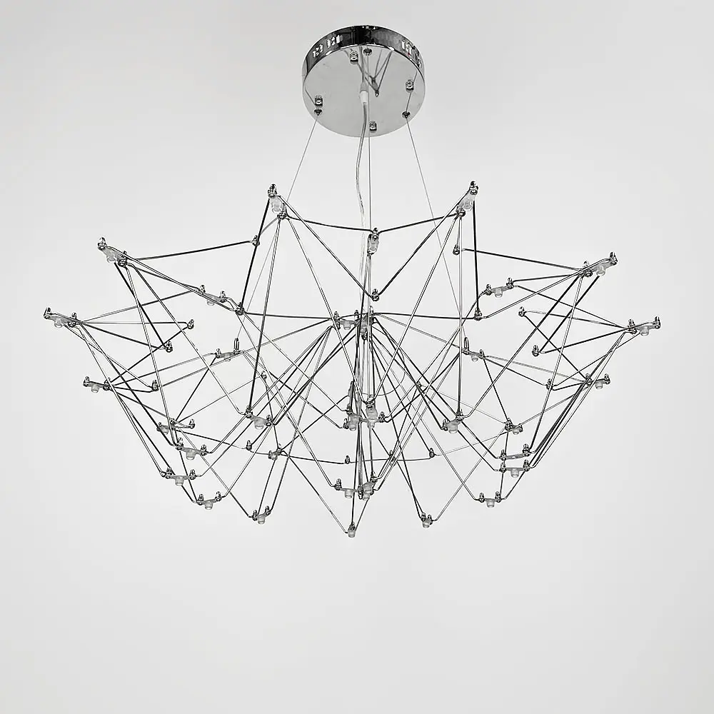 Невесомая серебряная люстра Ø 80 см Ст. MJ 206-800 CH | Line F - фото 2