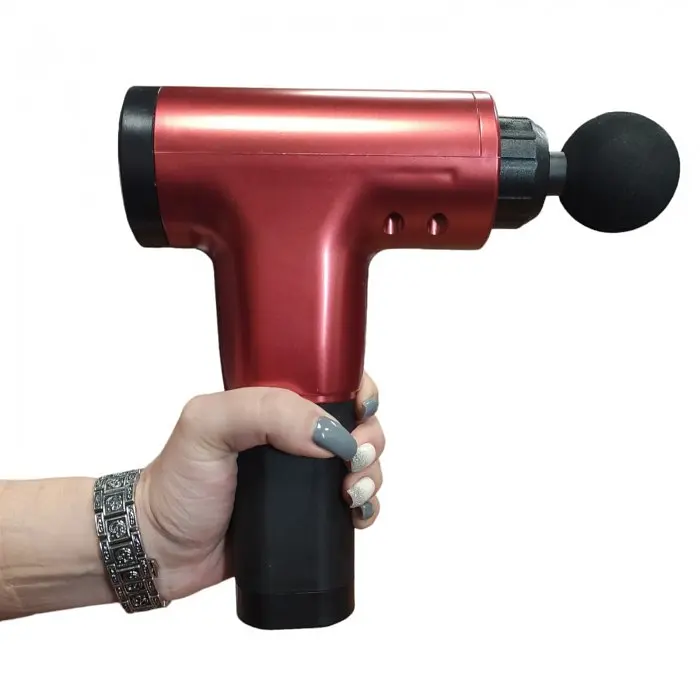 Масажер для тіла Fascial Gun KH-320 акумуляторний, 4 насадки, бордовий - фото 2