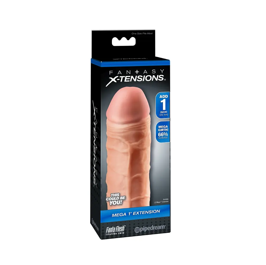 Насадка на пеніс Pipedream Fantasy X-Tensions Mega 1" Extension Light, 17.7 см (тілесний) - фото 3