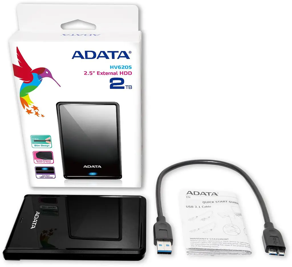 Зовнішній жорсткий диск PHD External 2. 5'' ADATA USB 3. 2 Gen. 1 DashDrive Classic HV620S 2TB Slim чорний - фото 3