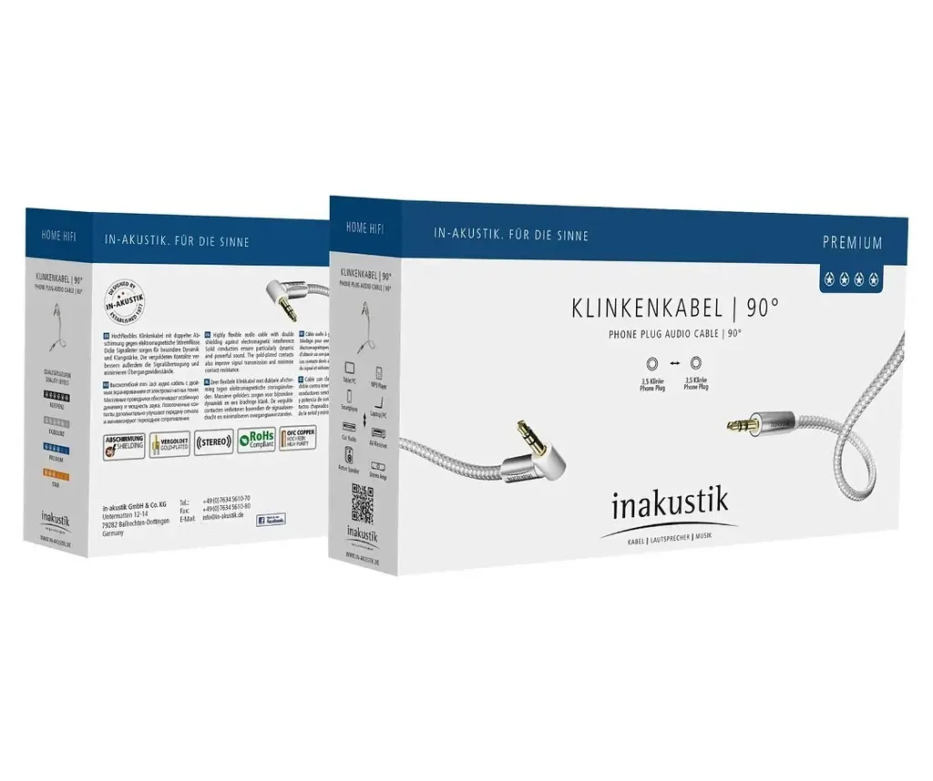 Аудіокабель 3,5mm Mini Jack — 3,5 mm Mini Jack кутовий Inakustik Premium Audio Stereo 1.5m - фото 2