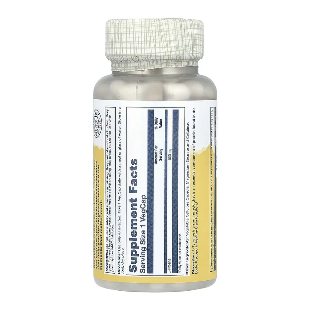 Амінокислота Solaray L-Tyrosine 500 мг - 100 капс - фото 2