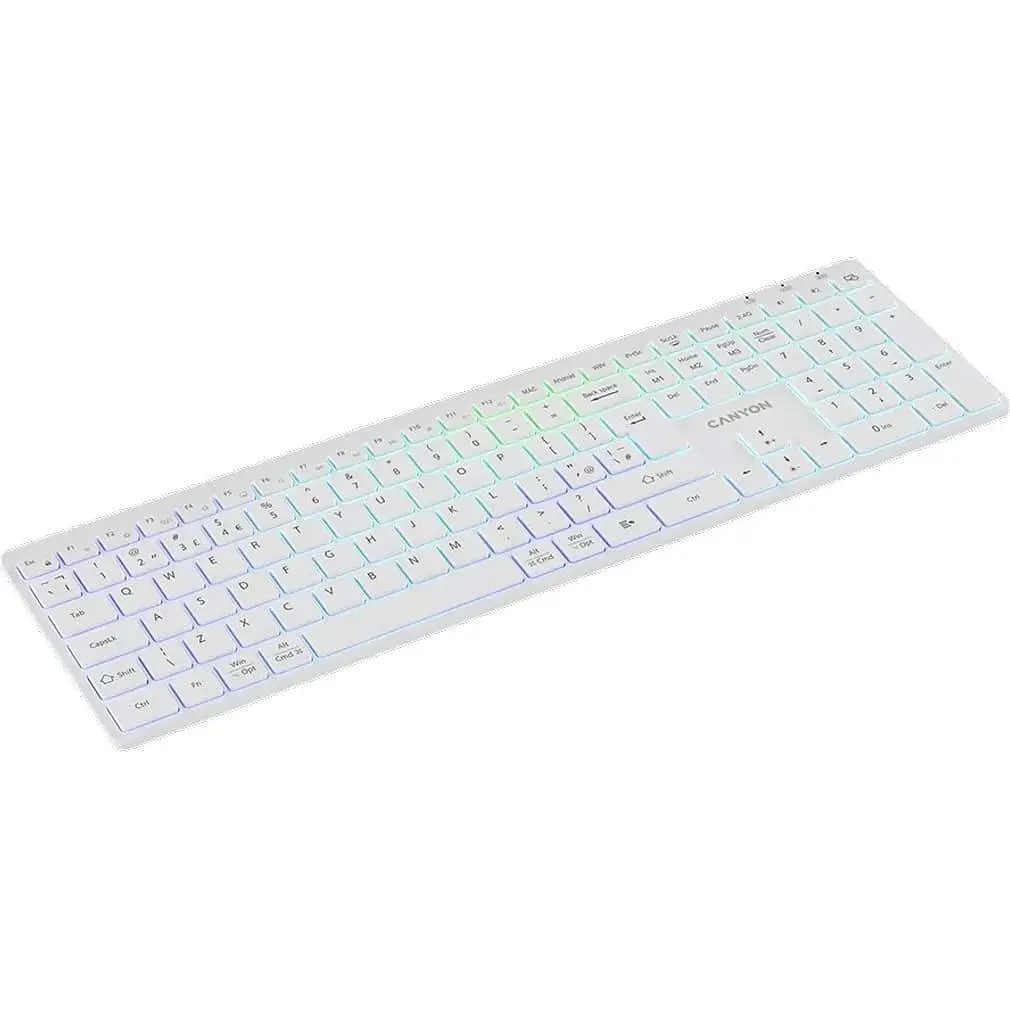 Клавиатура Canyon HKB-W11 UK/US RGB Dual Mode Wireless White (CNS-HBTK11W) - фото 3