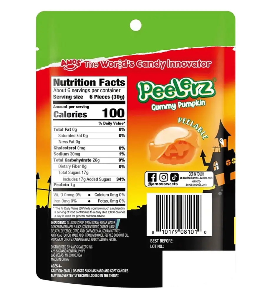 Желейні цукерки Amos Halloween Peelerz Gummy Pumpkin 65г - фото 2