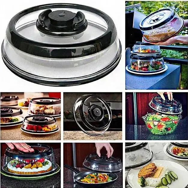 Вакуумна багаторазова кришка для продуктів Vacuum Food Sealer 19 см, Kitchen Master Чорний 85744 - фото 6