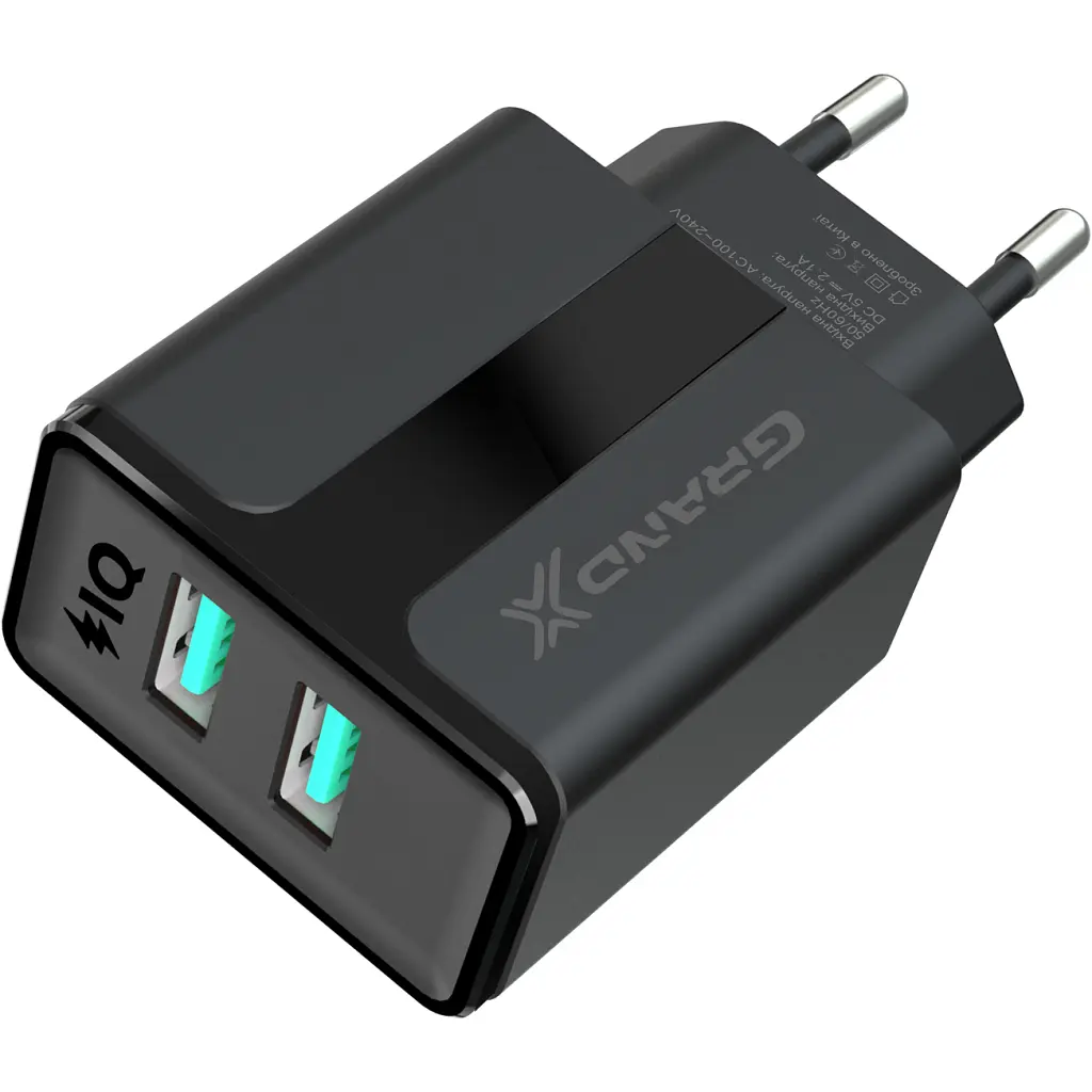 Зарядний пристрій Grand-X 5 В 2.1 А чорний + кабель USB-A — Lightning (CH15LTB) - фото 4