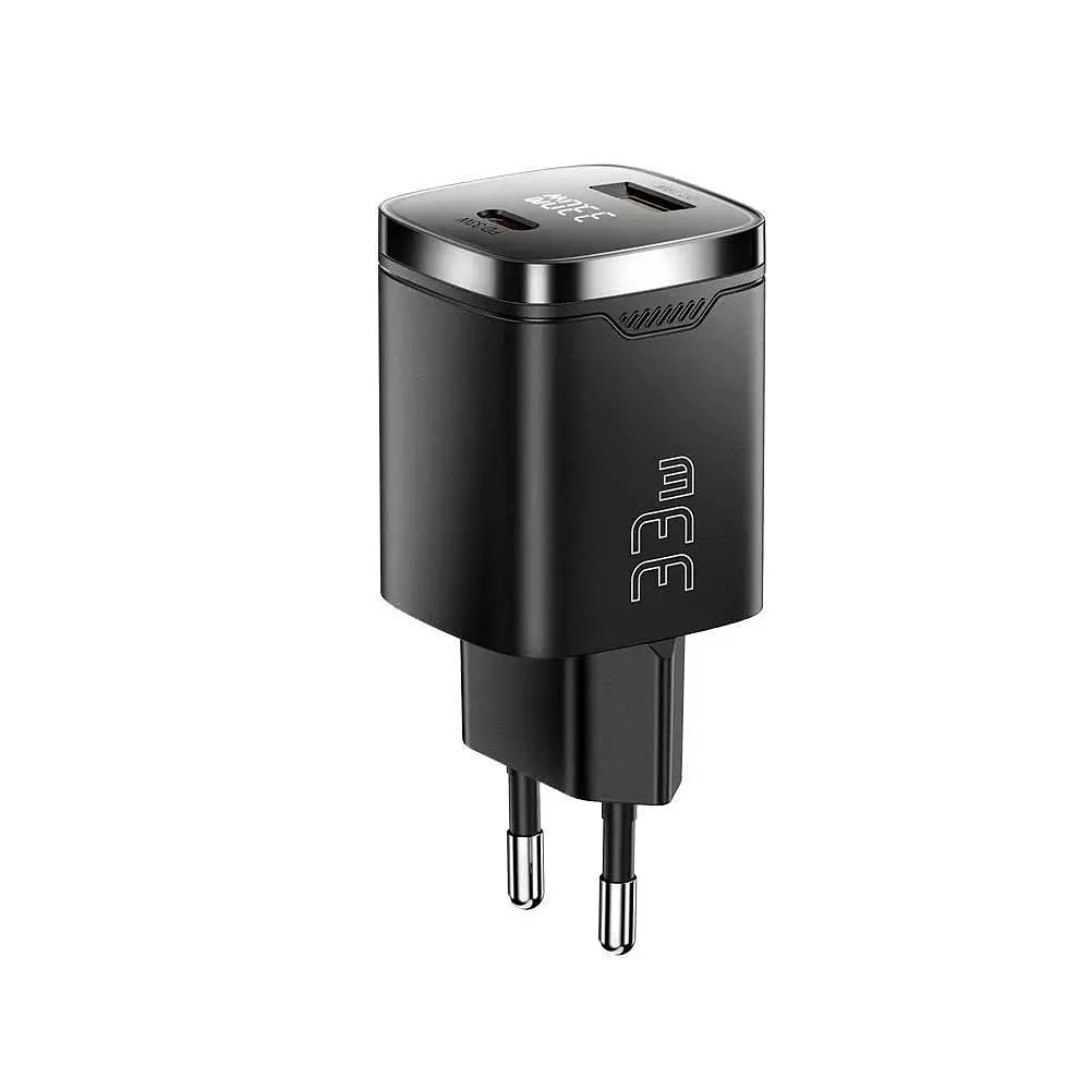 Мережевий зарядний пристрій Essager Gamet 33W GaN Digital Display A+C Чорний (ECT33W-GMB01-Z) - фото 4