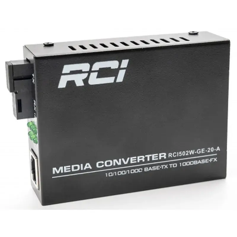 Медіаконвертер RCI 1G, 20km, SC, RJ45, Tx 1310nm standart size metal case (RCI502W-GE-20-A) - фото 2