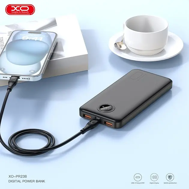 Портативный аккумулятор - универсальная батарея XO PR238 10000 mAh 22.5W черная - фото 5