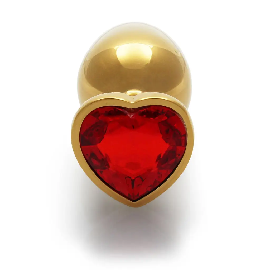 Анальна пробка Ouch! Heart Gem Butt Plug S, 6.2 см (золотистий) - фото 3