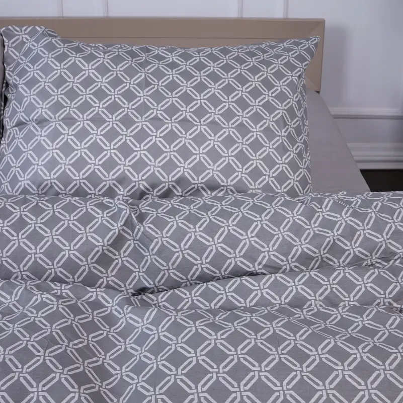 Простирадло MirSon Ranforce Elite 17-4740 Rhombuses 150х220 см сіре (2200008928469) - фото 4