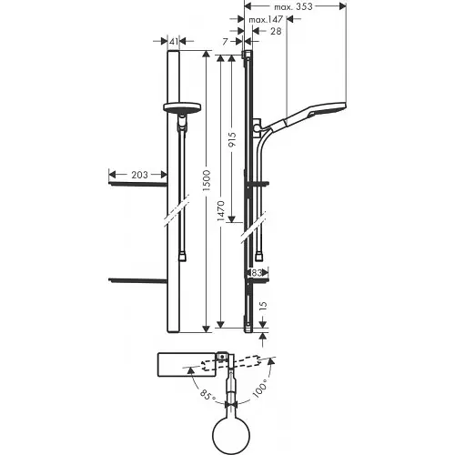 Душовий набір Hansgrohe Raindance Select S 120/150 см 3Jet EcoSmart 9л/хв White/Chrome 27647400, Хром - фото 2