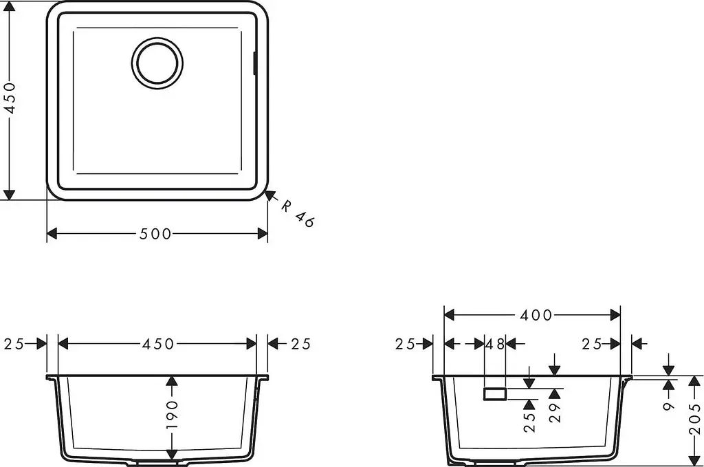 Кухонная мойка Hansgrohe S510-U450 под столешницу 500x450 Concretegrey 43431380, Sand - фото 2