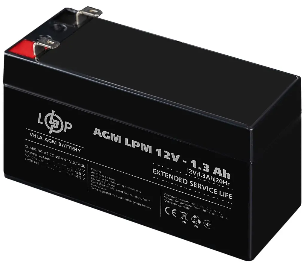 Акумуляторна батарея для ДБЖ LogicPower AGM 12 V / 1.3 А*ч (4131) - фото 2