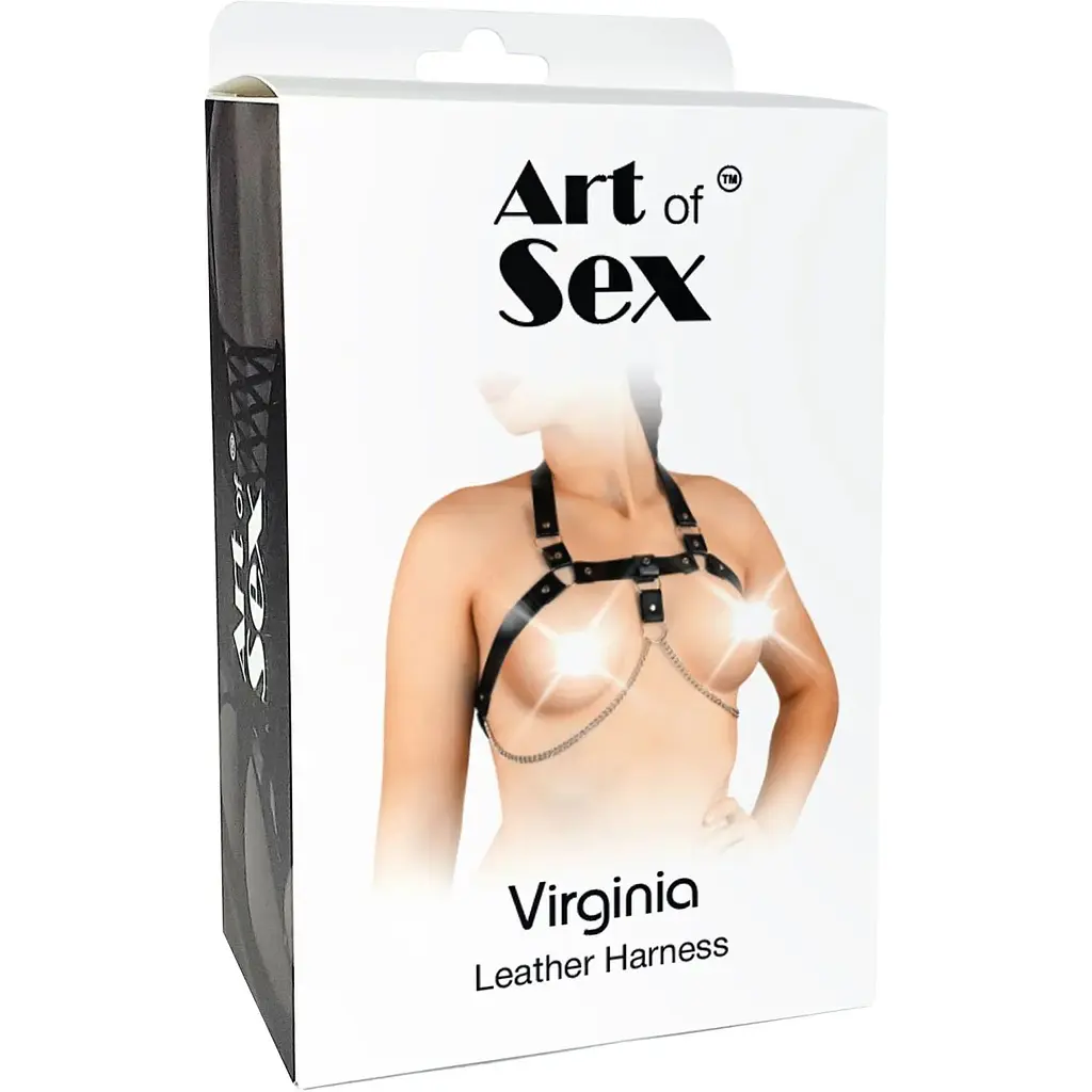 Жіноча портупея з натуральної шкіри Art of Sex - Virginia, колір Чорний, розмір L-2XL - фото 5
