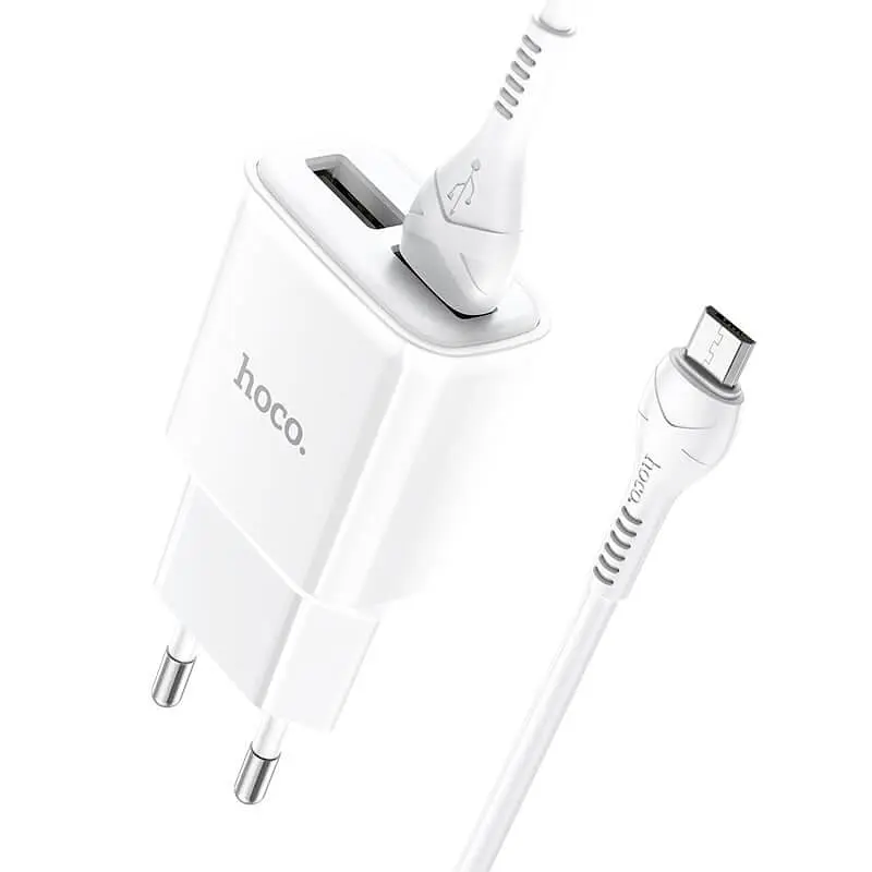 Зарядный набор Адаптер и кабель Micro USB Hoco C88A Star round dual port charger set белый - фото 2