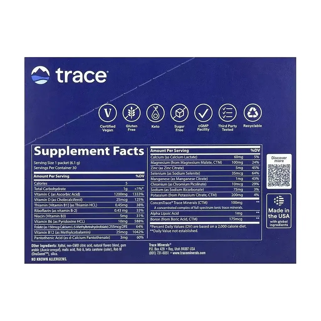 Витаминно-минеральный комплекс Trace Электролиты без сахара, вкус апельсина и манго, Power Pak, 3 (TMR00625) - фото 2