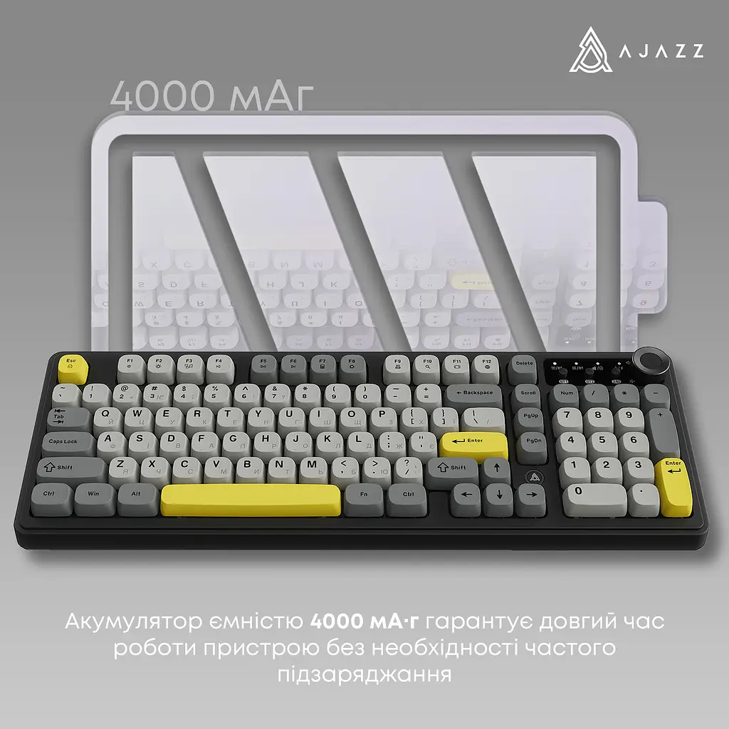 Клавіатура бездротова Ajazz AF98 PLUS Black (AF98-PLUS-BGY) - фото 8