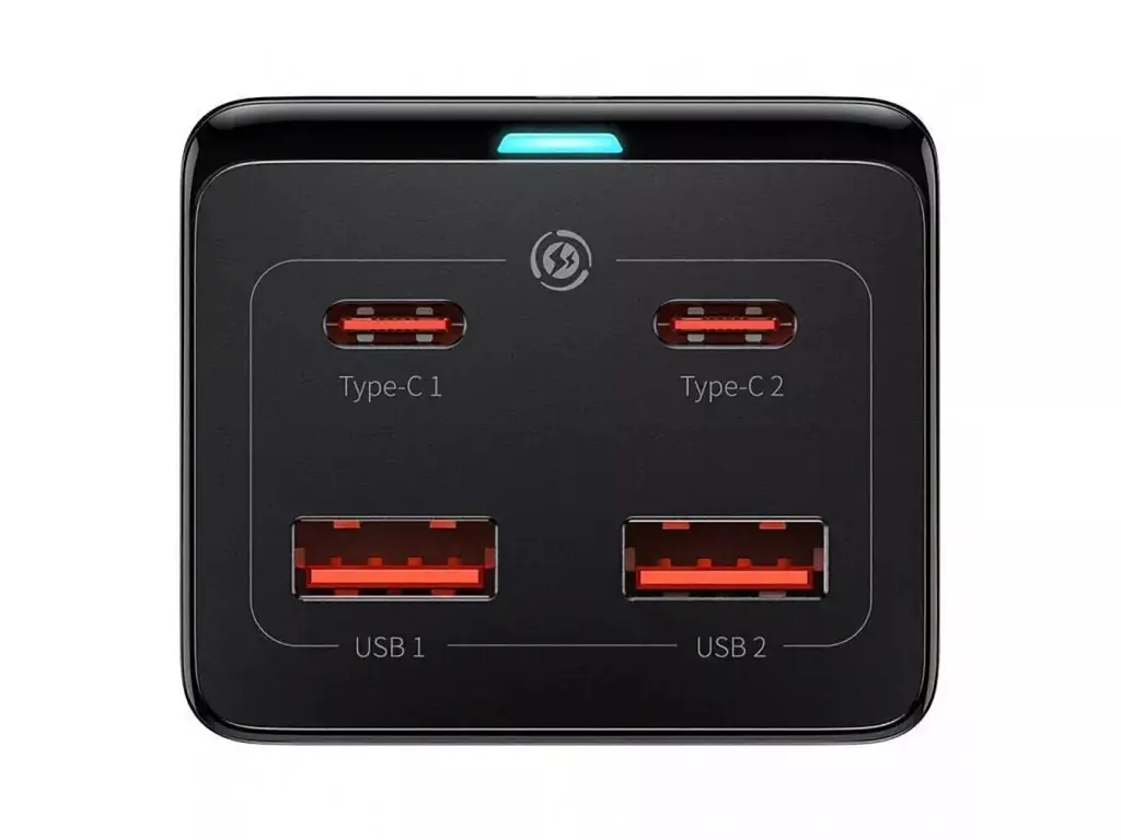 Мережевий зарядний пристрій Baseus GaN3 Pro Desktop Powerstrip AC+2U+2C 100W EU Black With Mini White Cable Type-C to Type-C 100W, 20V/5A, 1 м Black） - фото 5