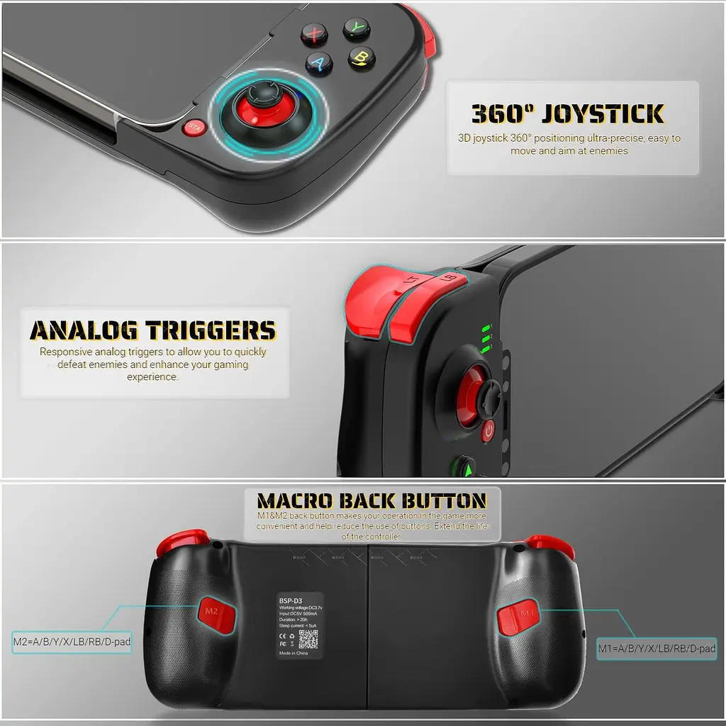 Bluetooth Джойстик для Телефону Геймпад для Смартфону Gamepad Бездротовий Ігровий Контролер для iOS андроїд, Чорний - фото 11