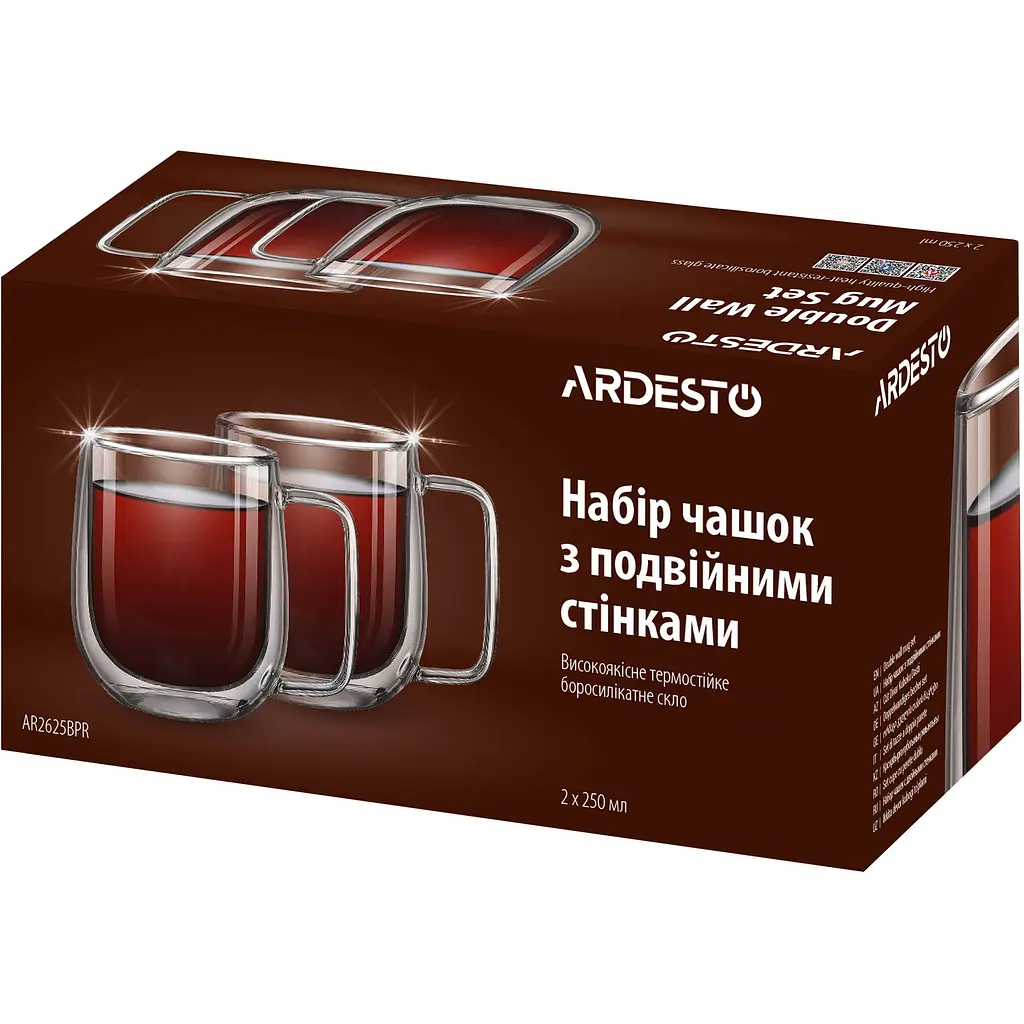 Набір чашок Ardesto з подвійними стінками 250 мл 2 шт. прозорий (AR2625BPR) - фото 2