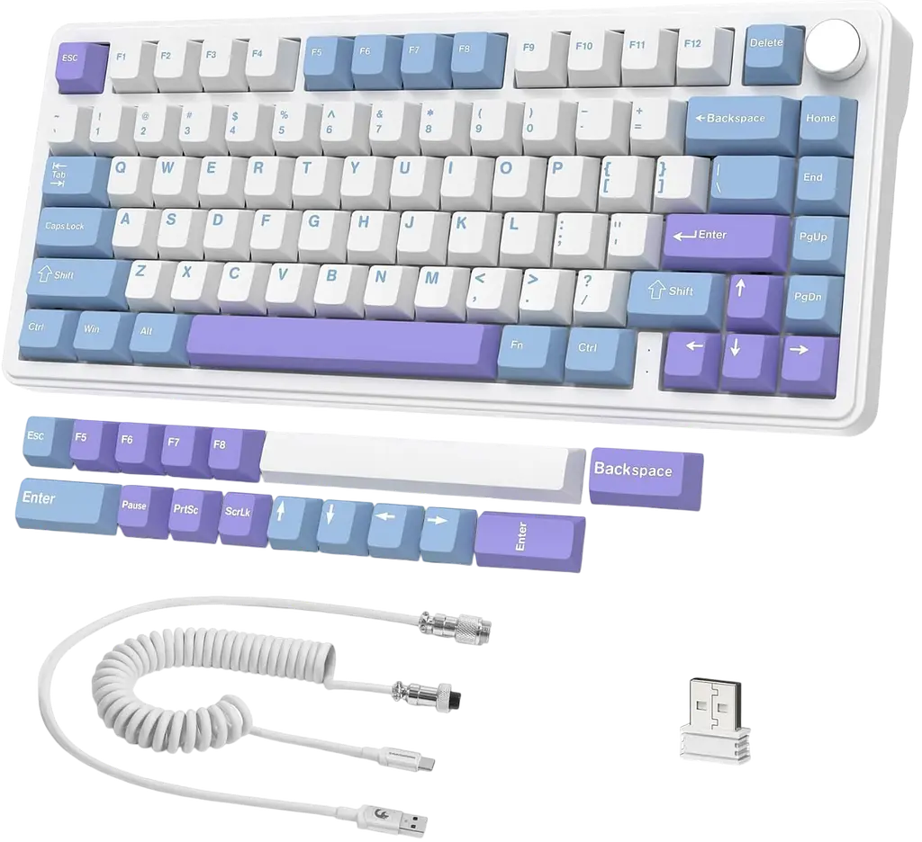 Клавіатура бездротова Attack Shark X85 White Purple (AS-X85-WP) - фото 2