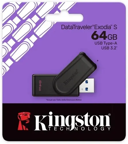 Флеш-накопичувач USB 64Gb DataTraveler Exodia S, Black, USB 3.2 Gen 1 (DTXS/64GB) Kingston teh0029102 - фото 3