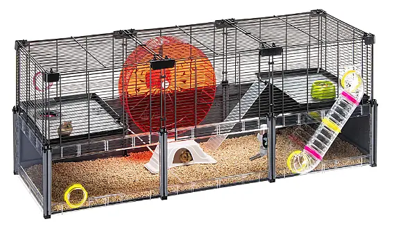 Модульна клітка для хом'яків та мишей Ferplast Multipla Hamster Lagre з аксесуарами чорна 107.5x37.5x42 см 57007417