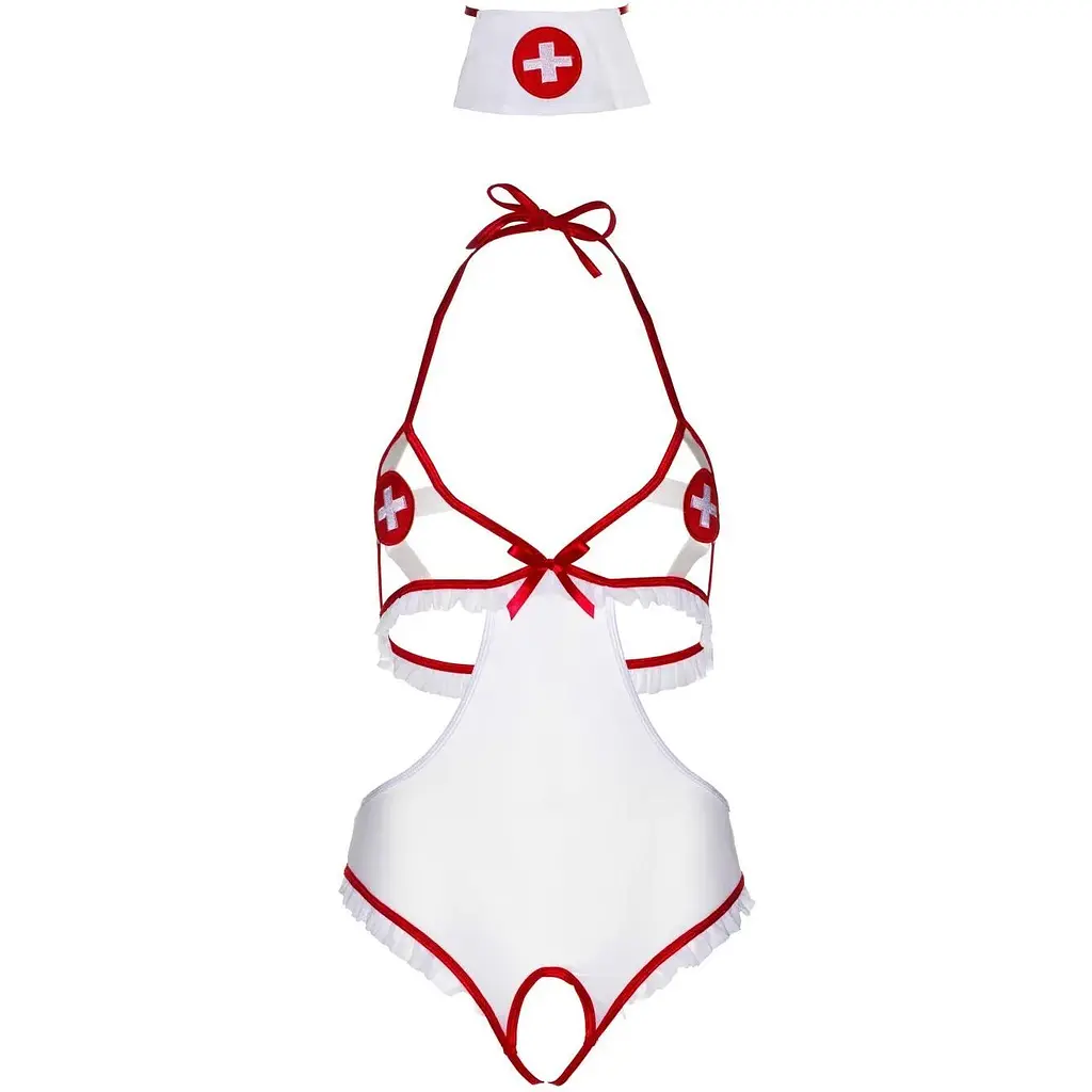 Костюм медсестри Leg Avenue Naughty Nurse, One Size, боді та шапочка - фото 3