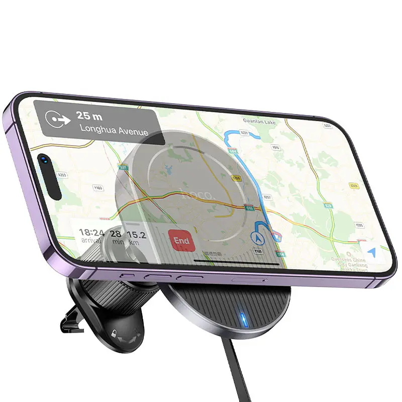 Автотримач з БЗП Hoco HW12 Guardian magnetic (air outlet) Black / Gray - фото 2
