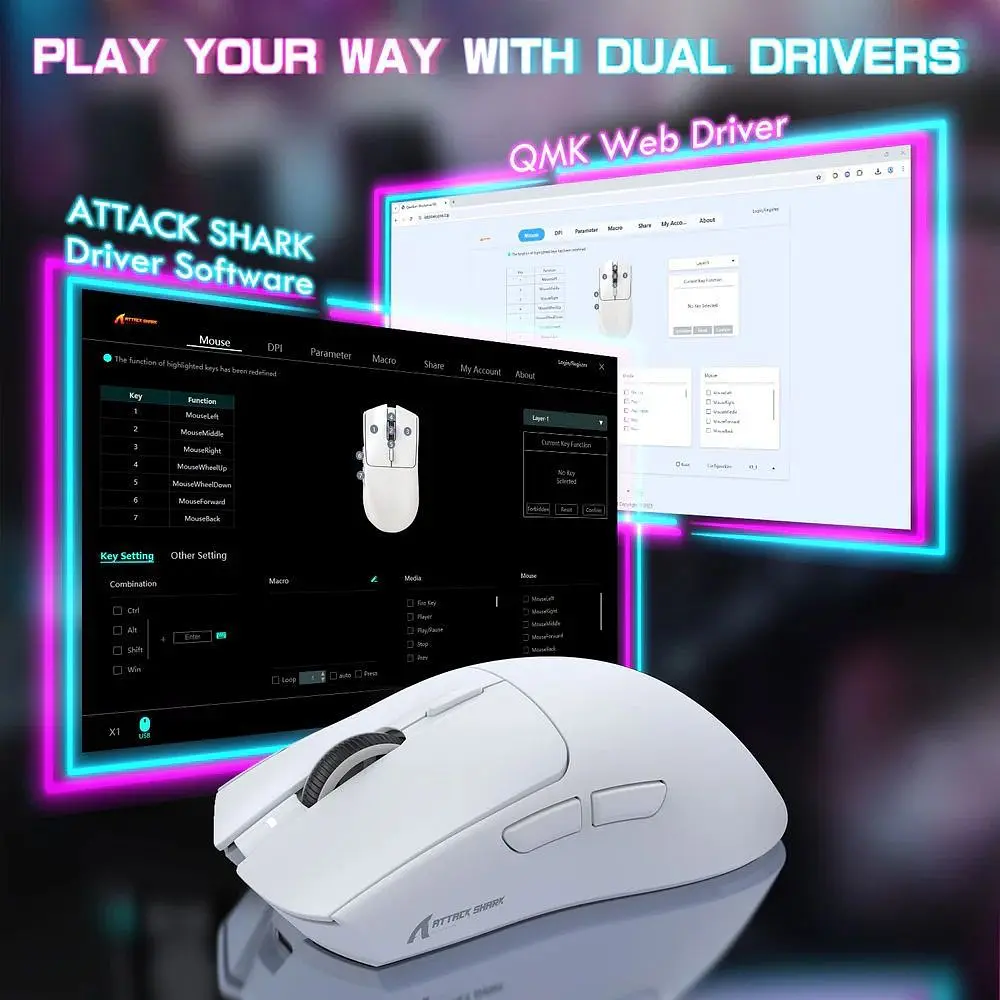 Миша Attack Shark X1 Wireless White (X1W_AS) [176676] - фото 10