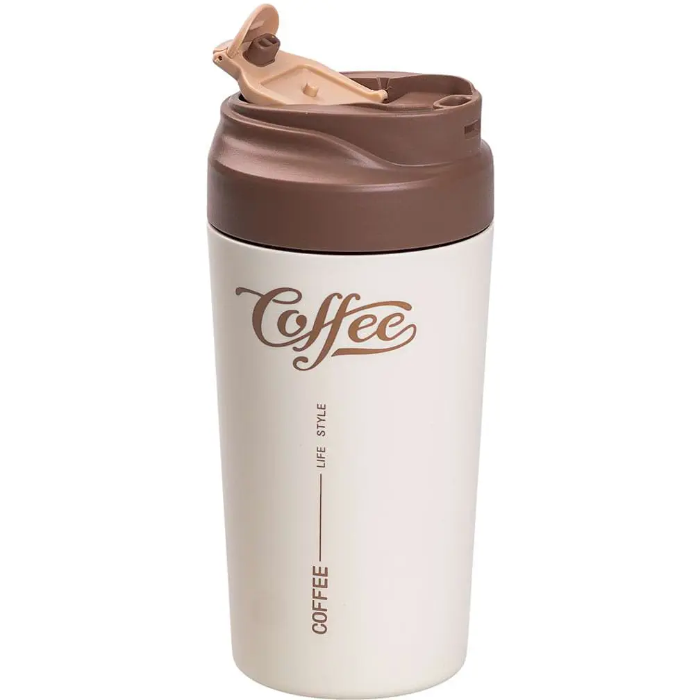 Термочашка Coffee 480 мл з керамічною колбою, коричневий Yiwu HP-14-14BR - фото 3