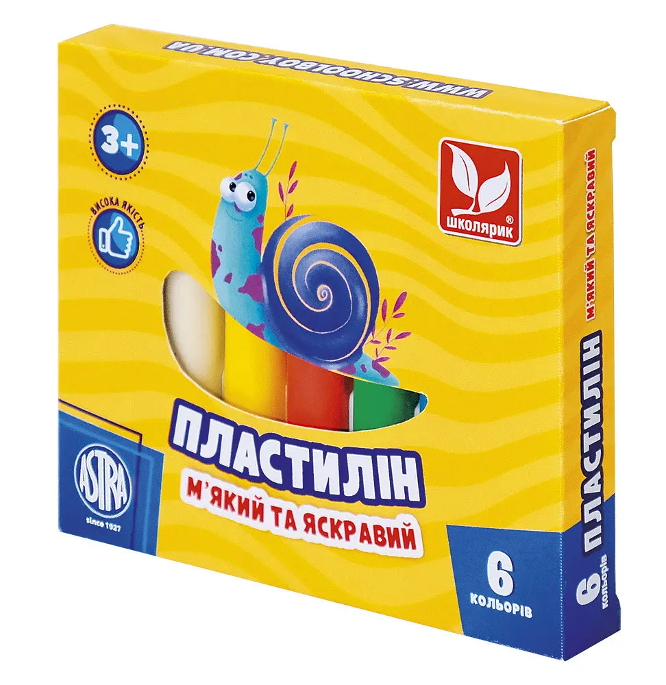 Пластилін восковий "Школярик" 6 кол. круглий /83811905-UA/ 78 г (1/26)