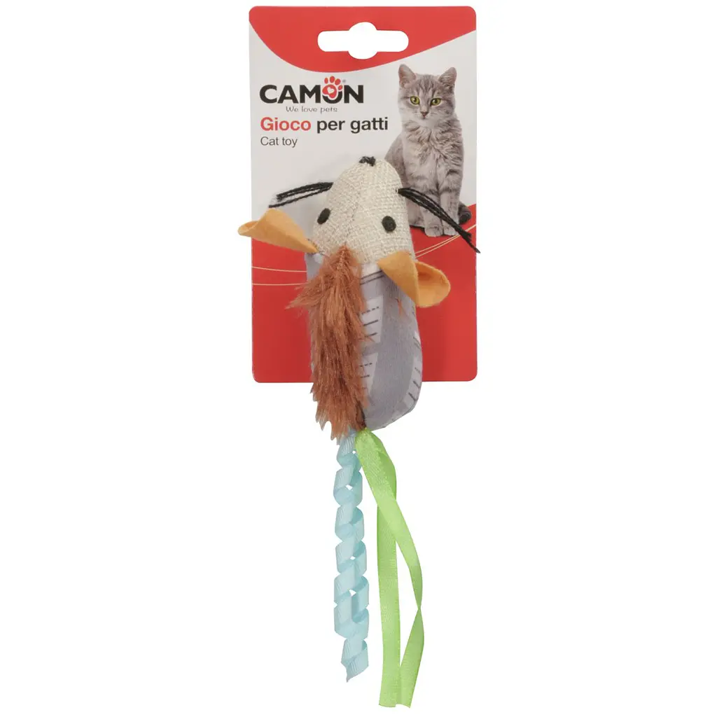 Игрушка для кошек Camon мышка, полиэстеровая с колокольчиком 10 см в ассортименте (AG0389) - фото 2
