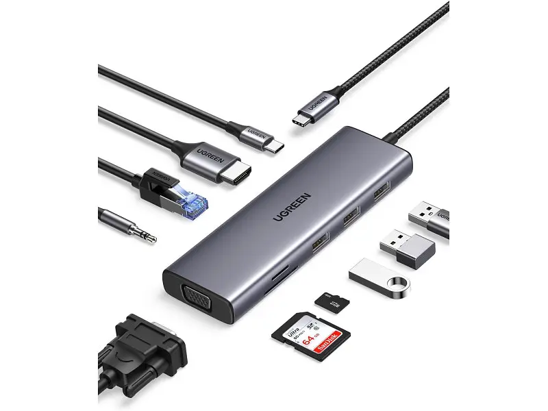 Док-станція UGREEN CM498 Revodok 10-in-1 USB-C (15601) - фото 2