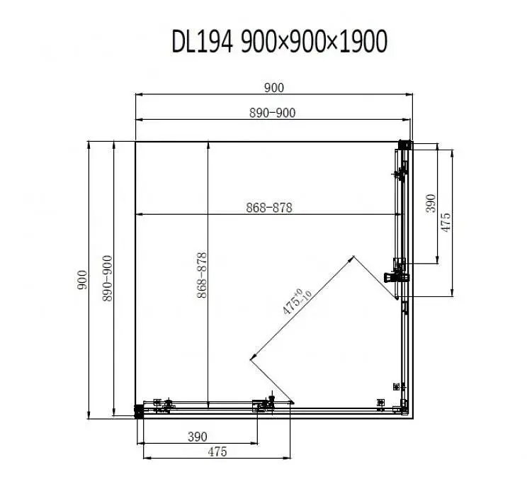 Душова кабіна Dusel DL194B Black Matt 90x90, Чорний матовий, Універсальна, прозрачний, Чорний матовий, 90x90 - фото 2