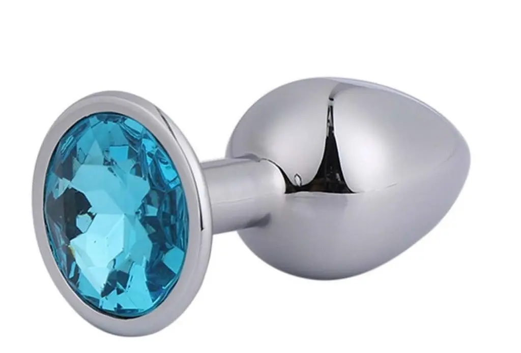Анальна металева пробка з каменем в формі серця Chisa Hi-Basic Blue Gem Anal Plug, 7.1х2.8 см, сріблястий з блакитним - фото 3