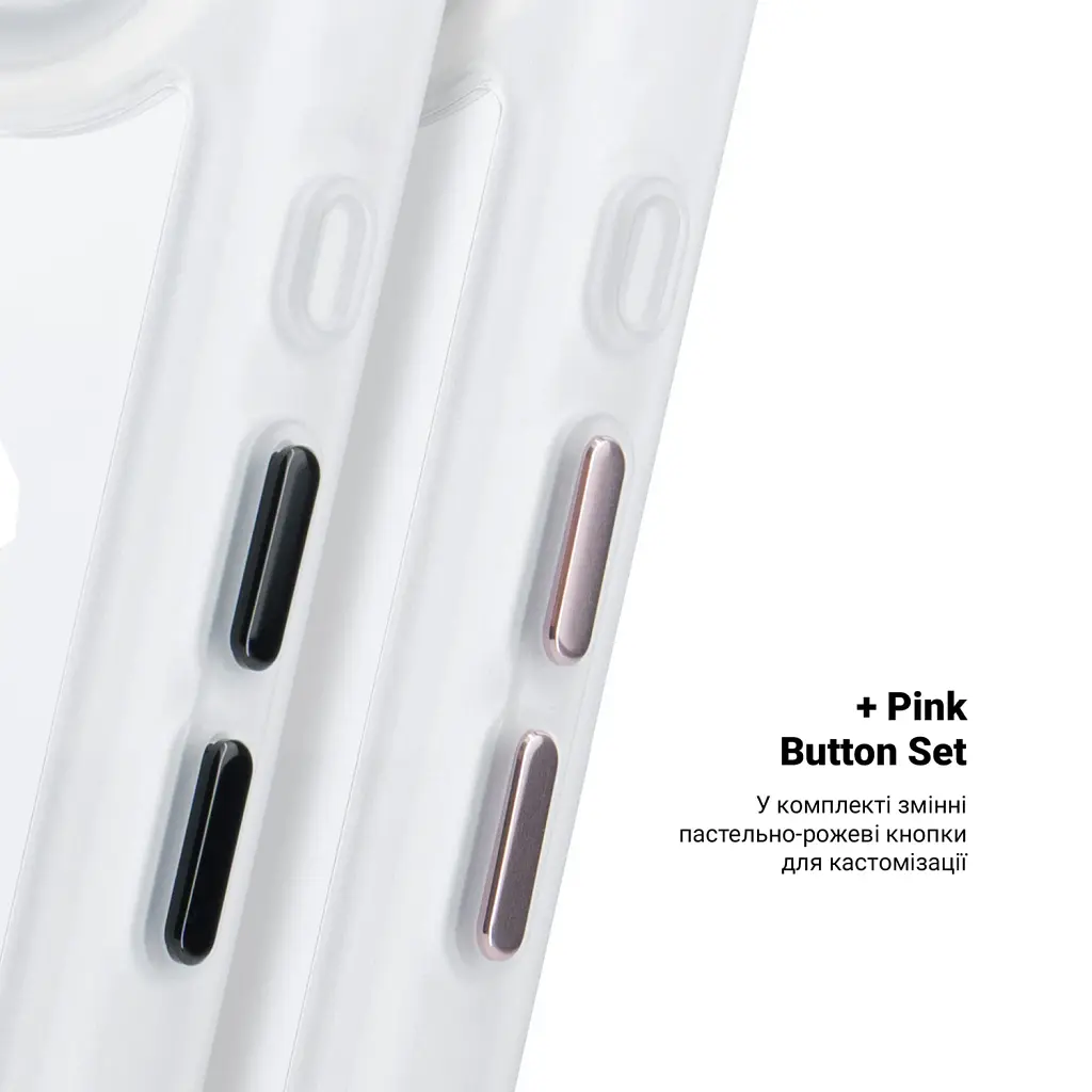 Чохол-накладка ArmorStandart Unit MagCase для Apple iPhone Air Matte Clear Silver + Pink Button Set - фото 5