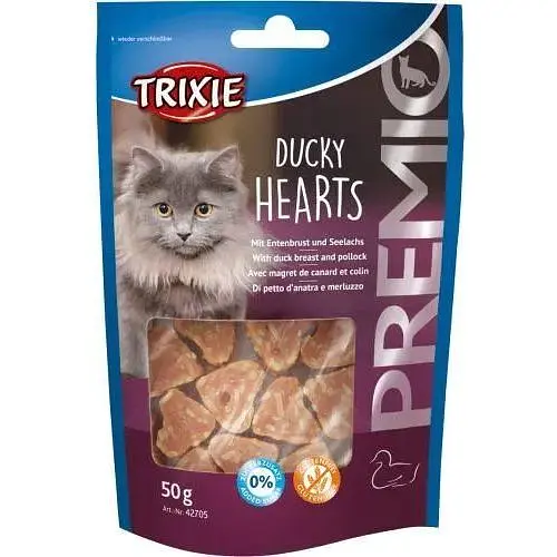 Ласощі для котів Trixie Premio Ducky Hearts Сердечка з качкою та рибою 50 г