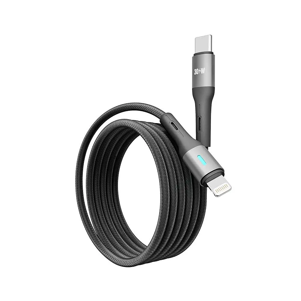 Кабель для заряджання та обміну даними USB Yoki YK-LE17 LED Series Type-C to Lightning 30W 3A/10V 1.2 m Black - фото 5