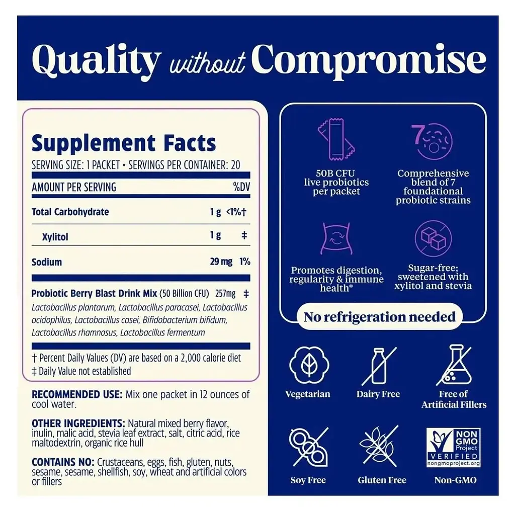 Пробіотичний напій Enzymedica Probiotic Drink Mix 50 млрд КУО смак ягід 20 стіків по 2 г - фото 2