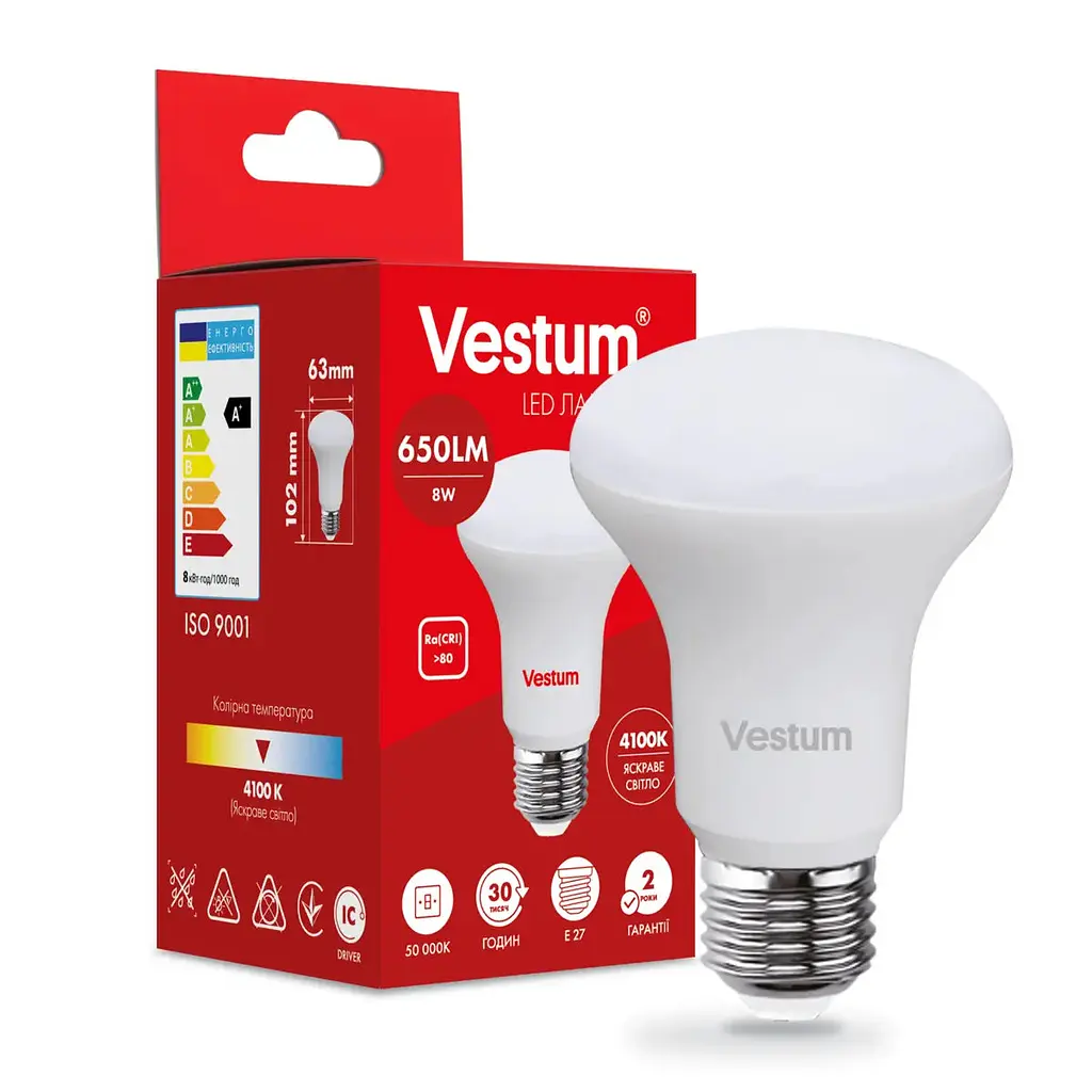 Світлодіодна лампа Vestum R63 8W 4100K 220V E27 1-VS-1403 - фото 2