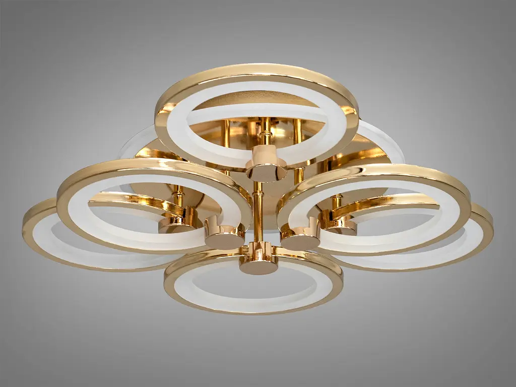 Люстра стельова LED Diasha 8022/3+3G, 90W, 3200K-6500K, золото, сучасний стиль для дому - фото 4